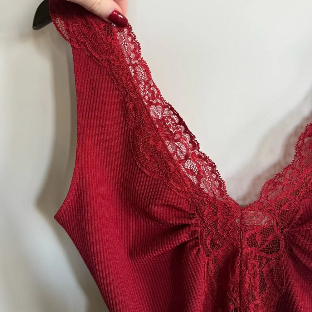 Free People Lace Red Bodysuit - Picture 4 of 8